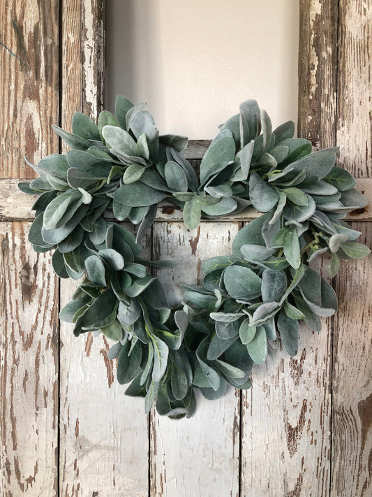Spring Wreath, Lamb's Ear Heart Wreath, Farmhouse Wreath, Front Door Wreath, Everyday Wreath