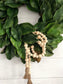Magnolia Wreath with Natural Bead Garland, Magnolia Leaf Wreath, Farmhouse Wreath