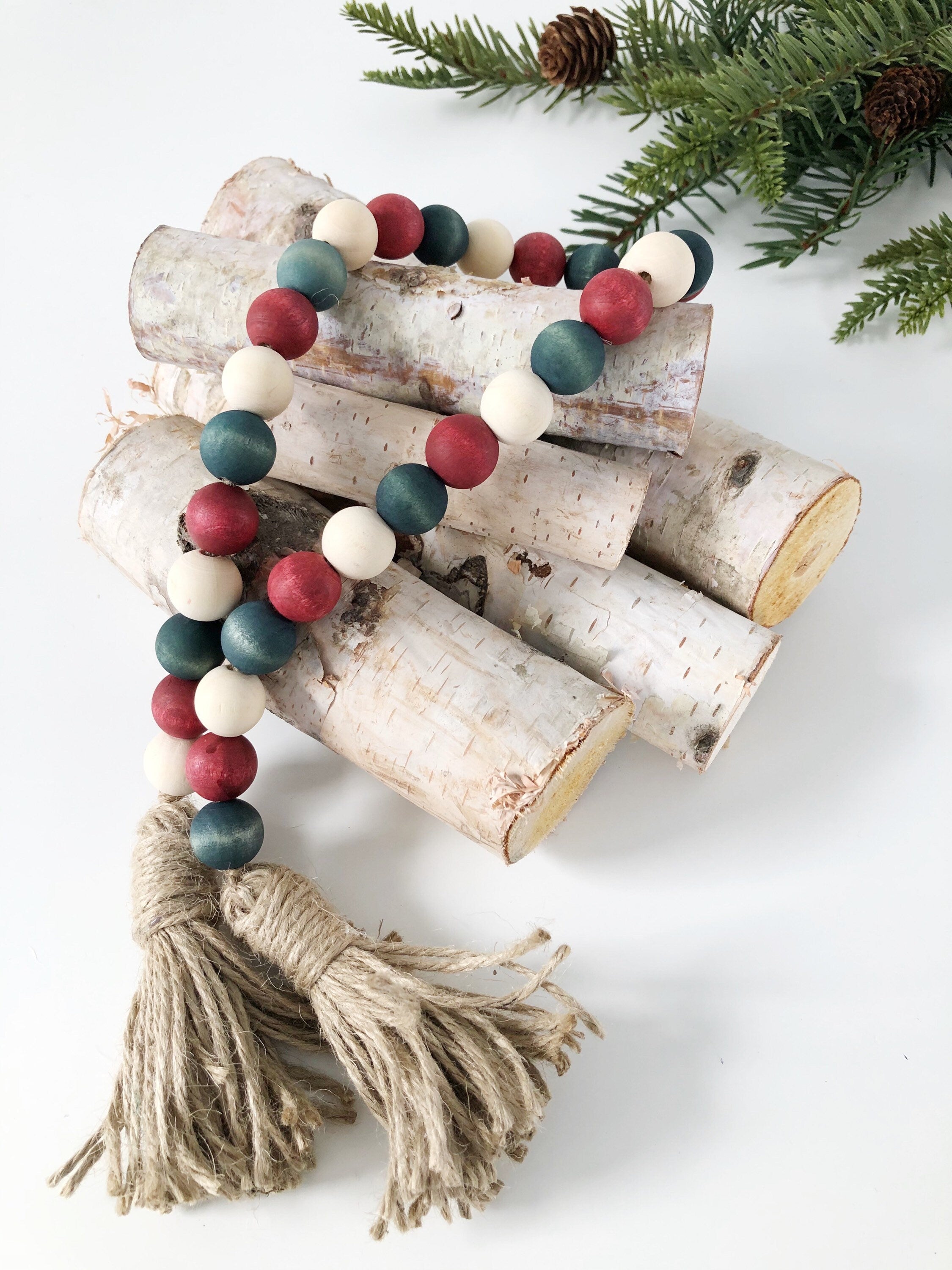Wood Bead Christmas Garland 