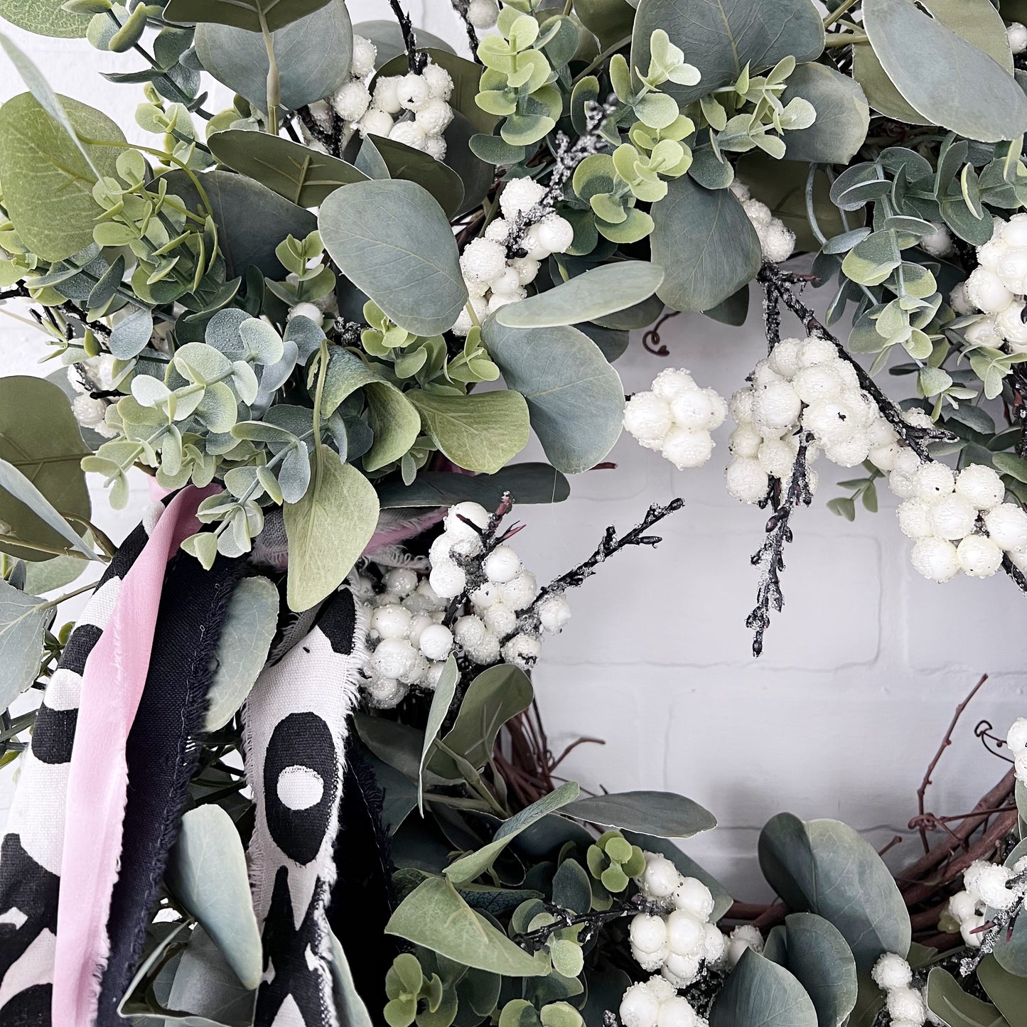 Eucalyptus and Winter Berry Valentines Day Front Door Wreath - Ash & Hart 