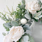 Spring Bliss - White Peony Easter Wreath with Speckled Eggs & Silk Ribbon - Ash & Hart 