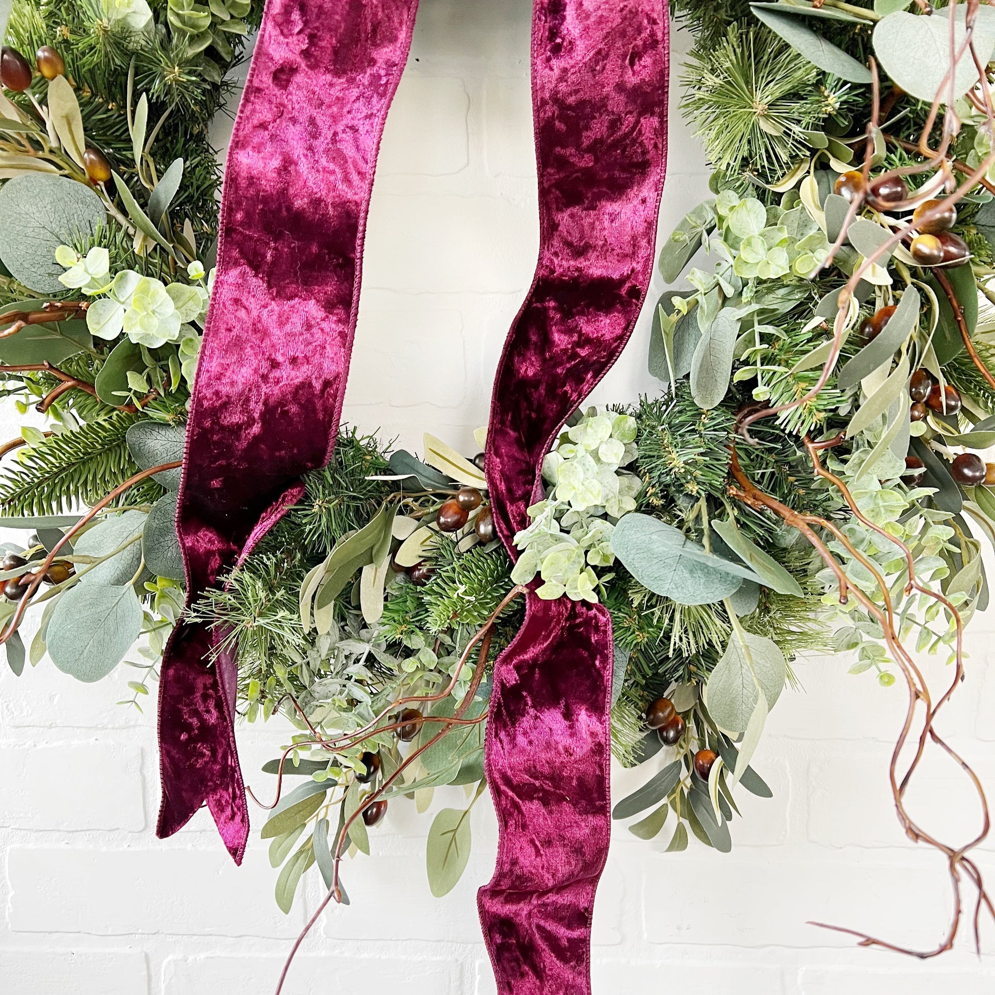 Christmas Wreath for Front Door, Burgundy Christmas Wreath - Ash & Hart 