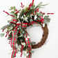 Traditional Christmas Front Door Wreath with Plaid Bow - Ash & Hart 