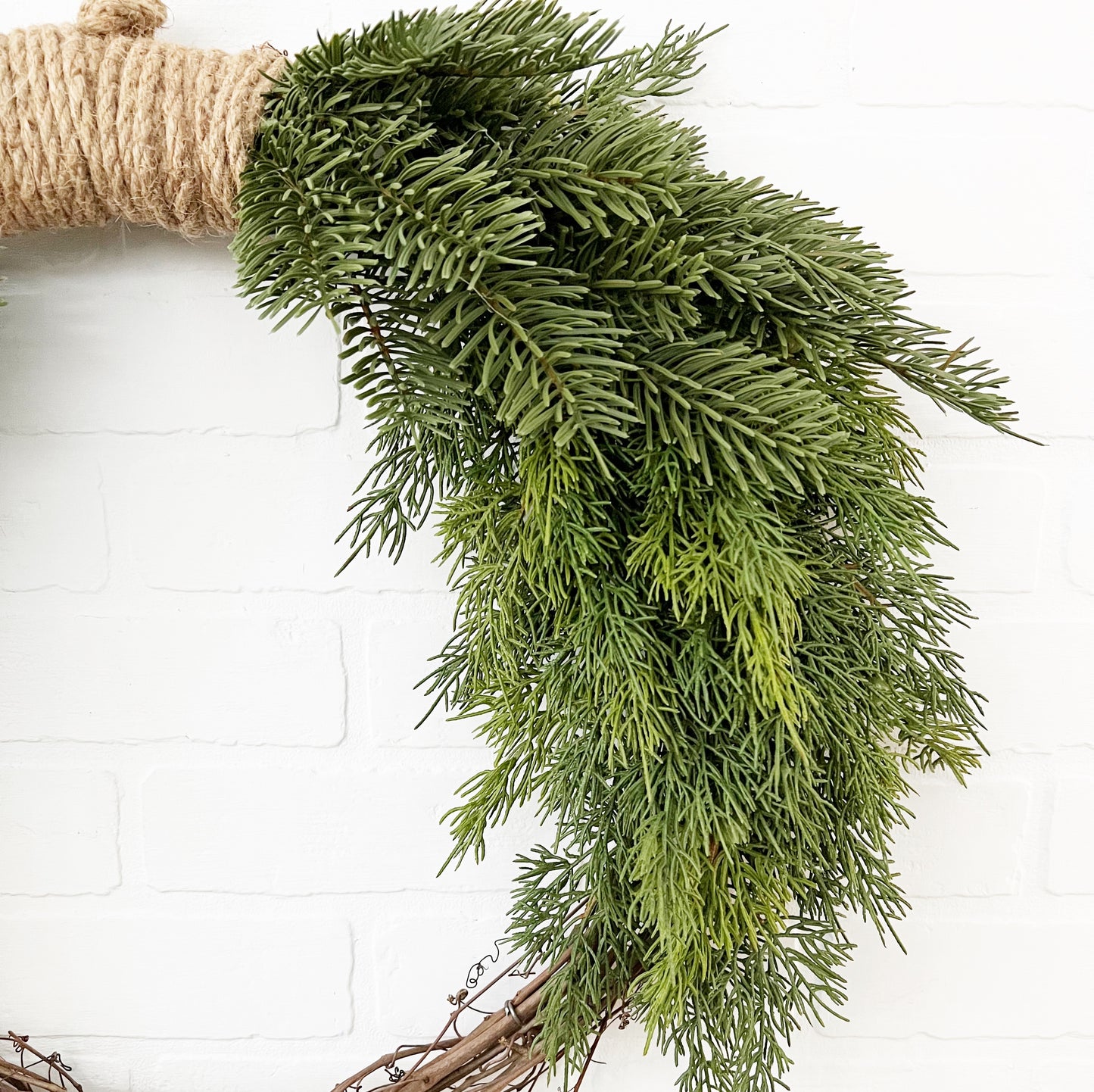 Simple Pine and Cedar Christmas Winter Front Door Wreath - Ash & Hart 