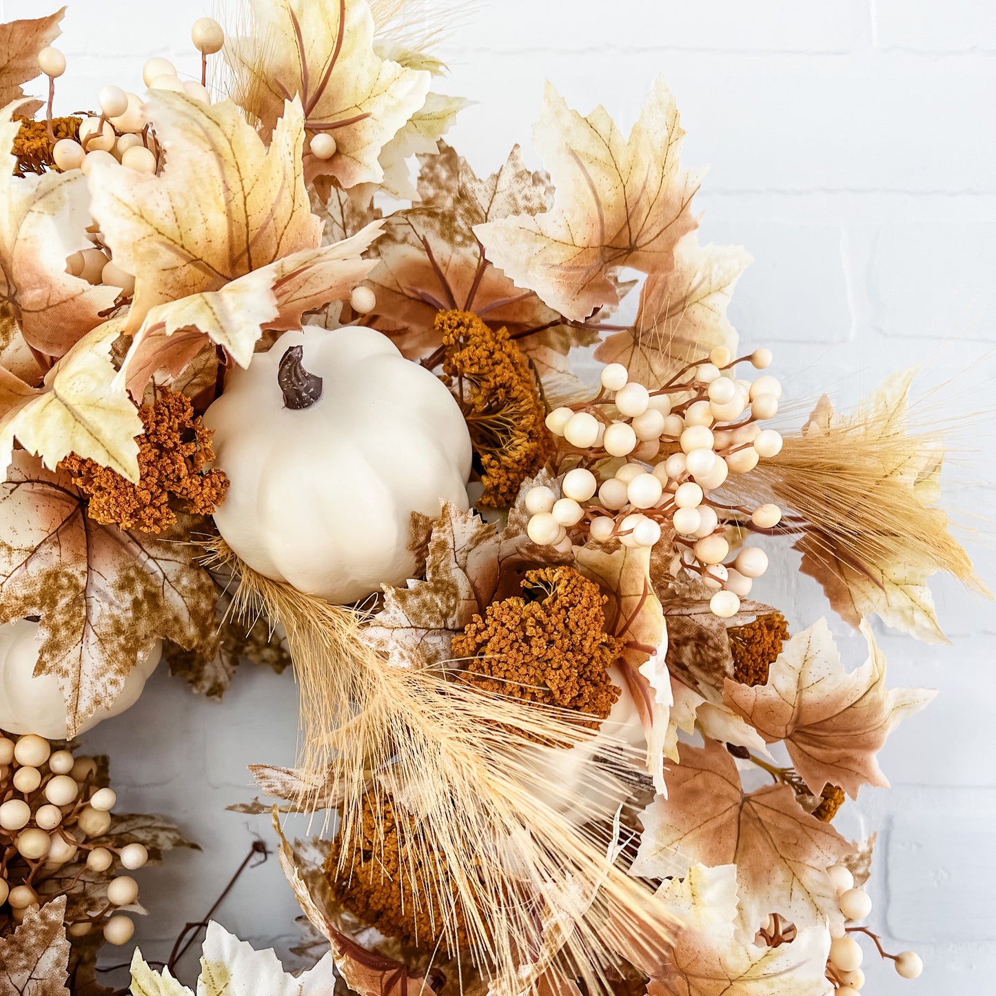 Fall Wreath with Maple Leaves, Pumpkins and Berries - Ash & Hart 