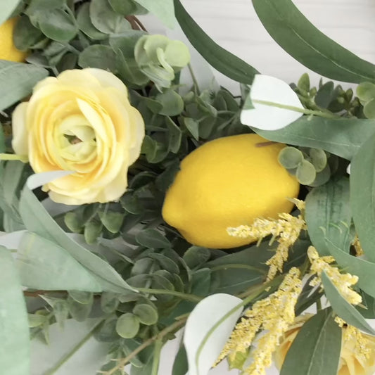 Lemon and Eucalyptus Citrus Spring Wreath for Front Door