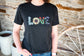 Short sleeve "LOVE" Tri-Blend t-shirt - Ash & Hart Floral