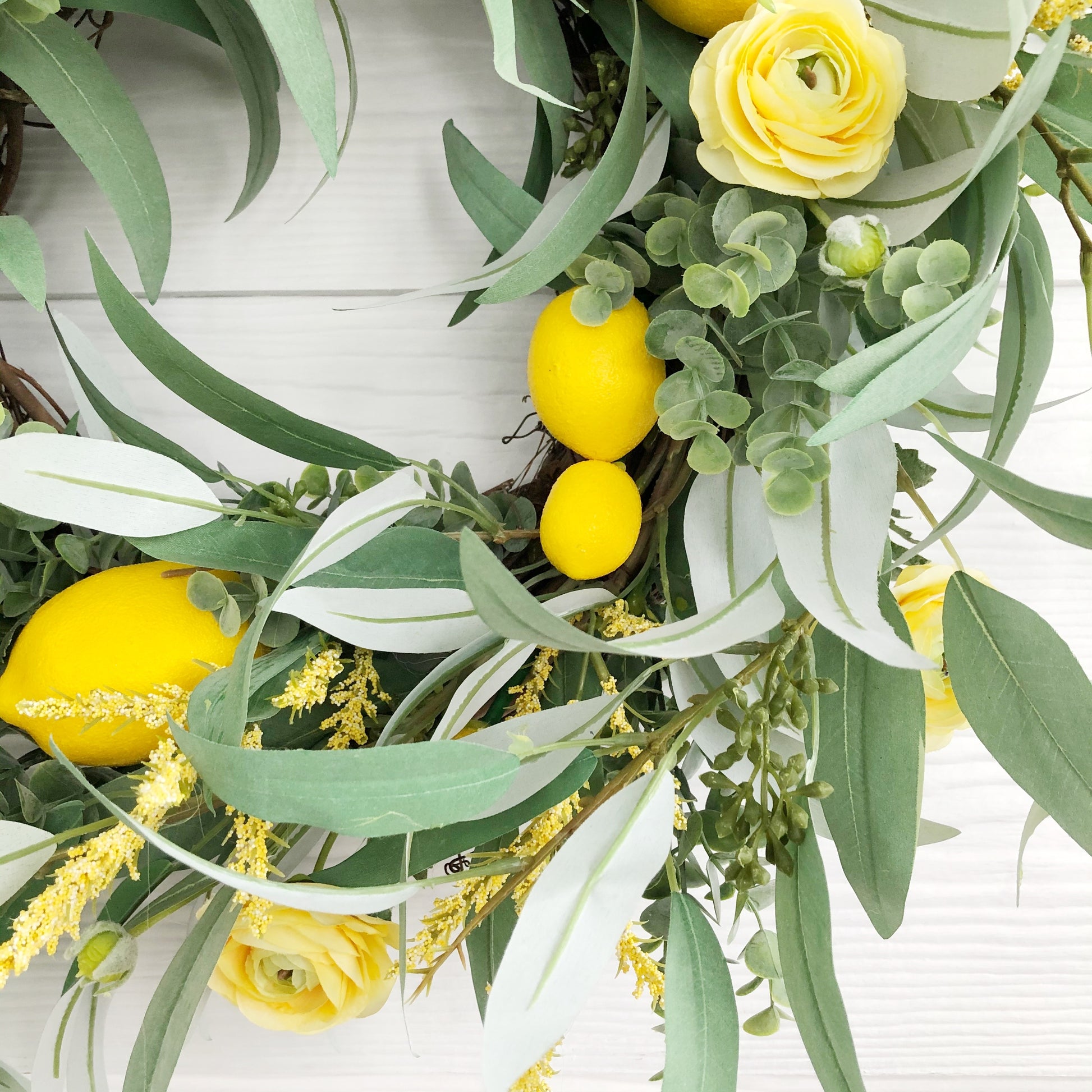 Lemon and Eucalyptus Spring Wreath for Front Door, Citrus Wreath - Ash & Hart Floral