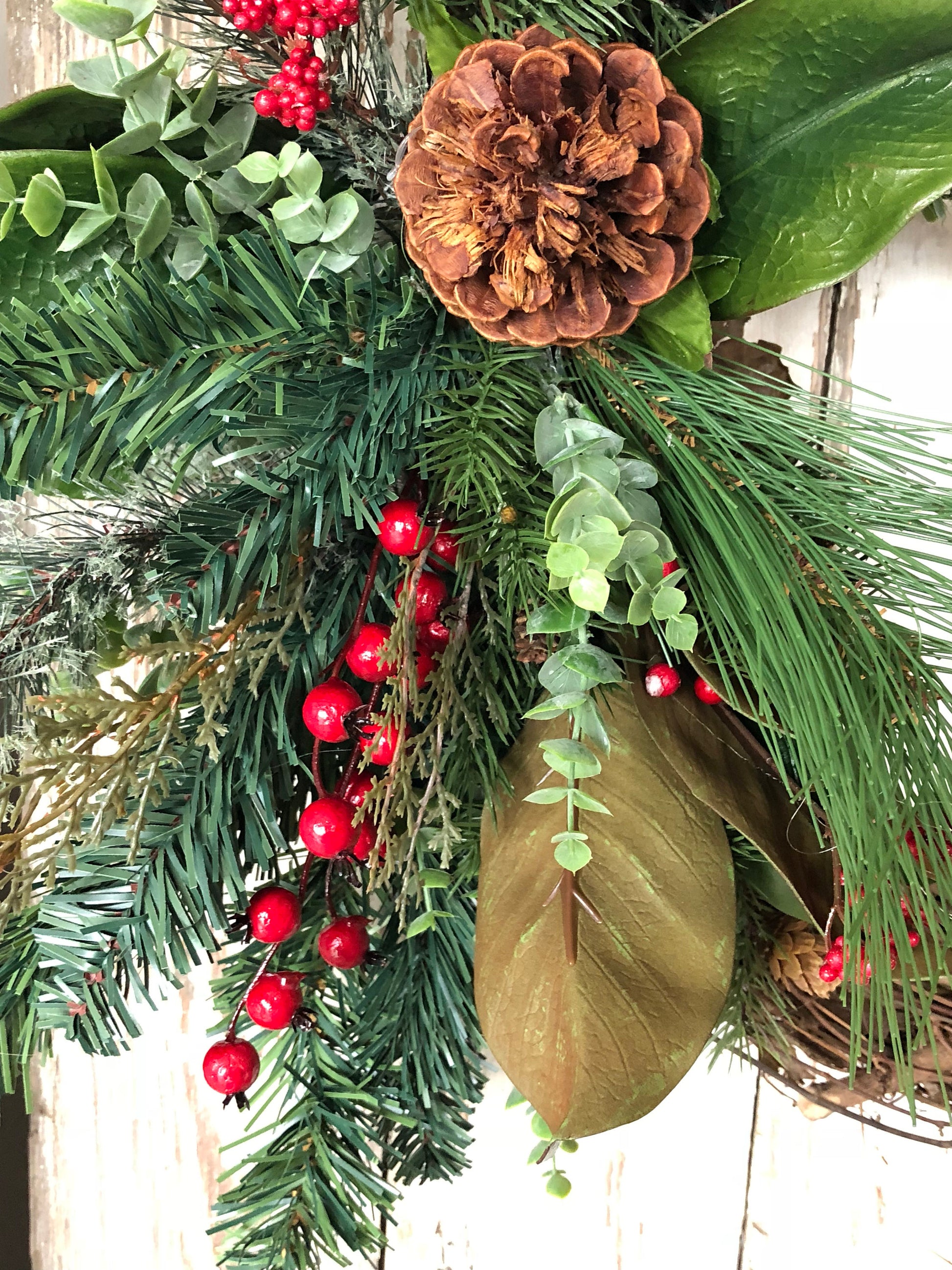 Christmas Wreath, Buffalo Plaid Christmas, Holiday Wreath, Rustic Holiday Decor, Farmhouse Christmas - Ash & Hart Floral