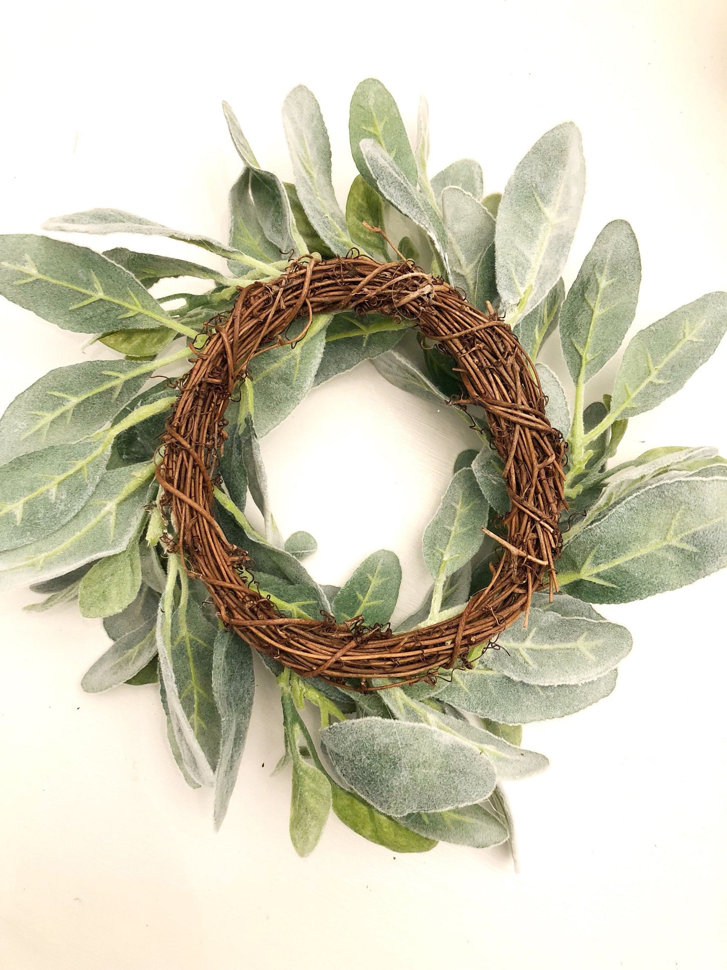 Lamb's Ear Wreath Candle Ring, Farmhouse Wreath, Farmhouse Decor