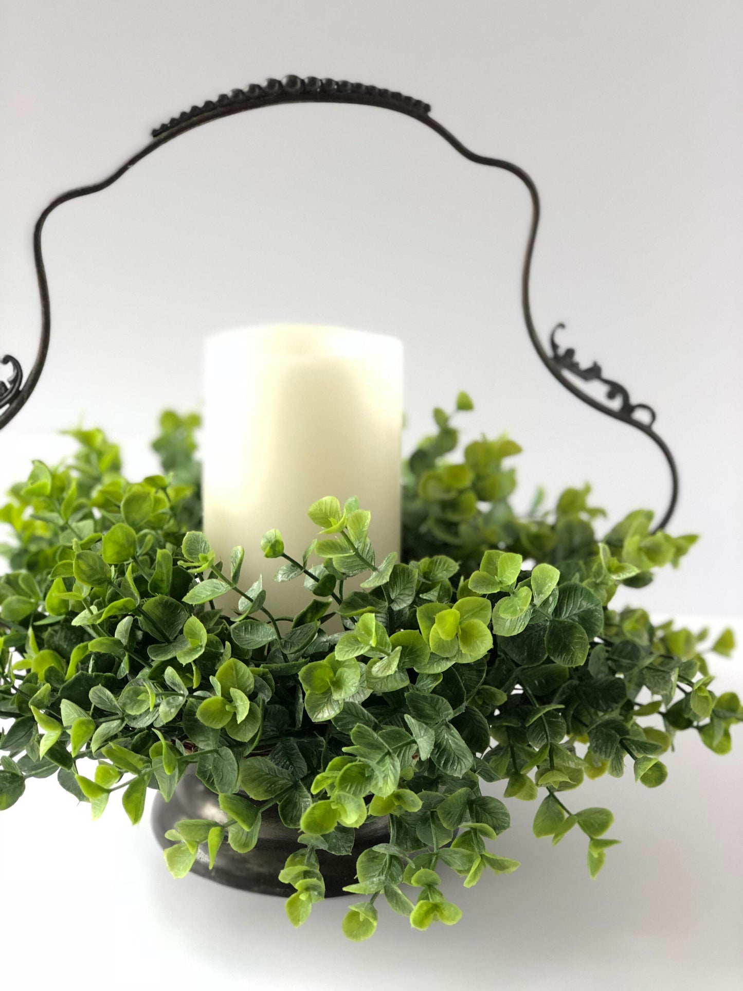 Eucalyptus Candle Ring Wreath, Greenery Candle Ring, Floral Candle Ring, Small Farmhouse Wreath