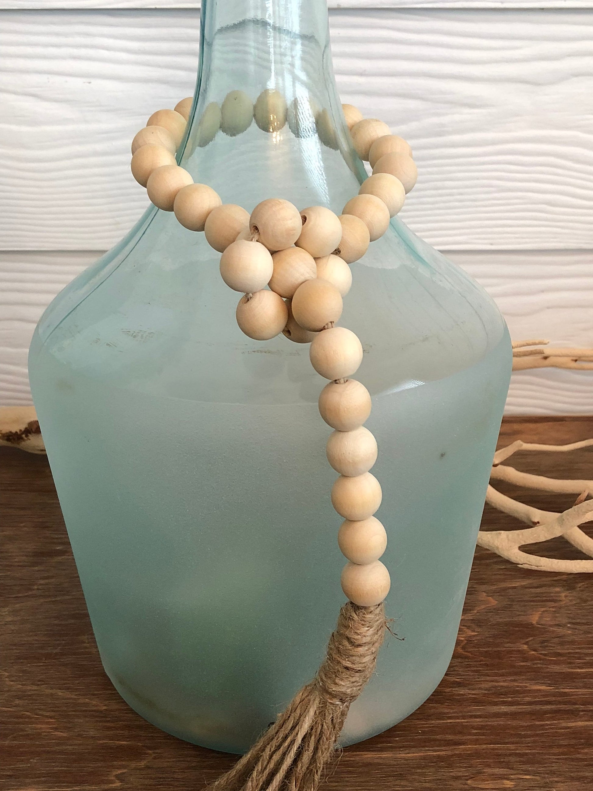 Adjustable Demijohn Jar Beads, Farmhouse Beads, Home Decor Beads, Wood Bead Garland, Boho Beads