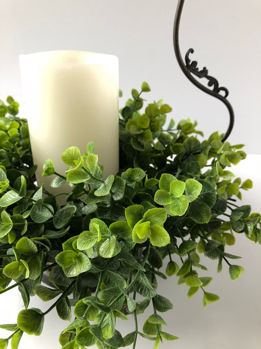 Eucalyptus Candle Ring Wreath, Greenery Candle Ring, Floral Candle Ring, Small Farmhouse Wreath