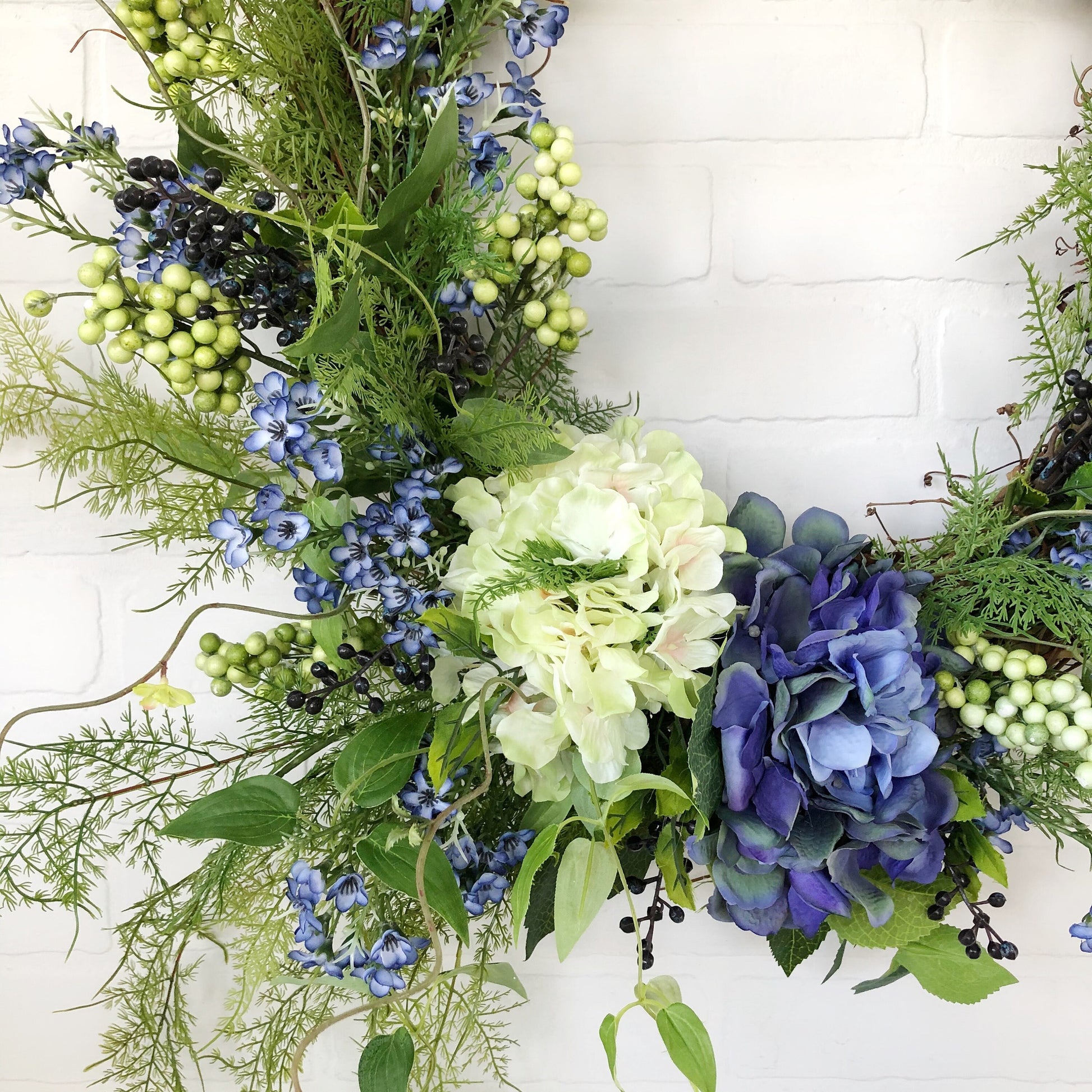 Spring Wreath, Summer Wreath, Blue Hydrangea Wreath, Wreath for