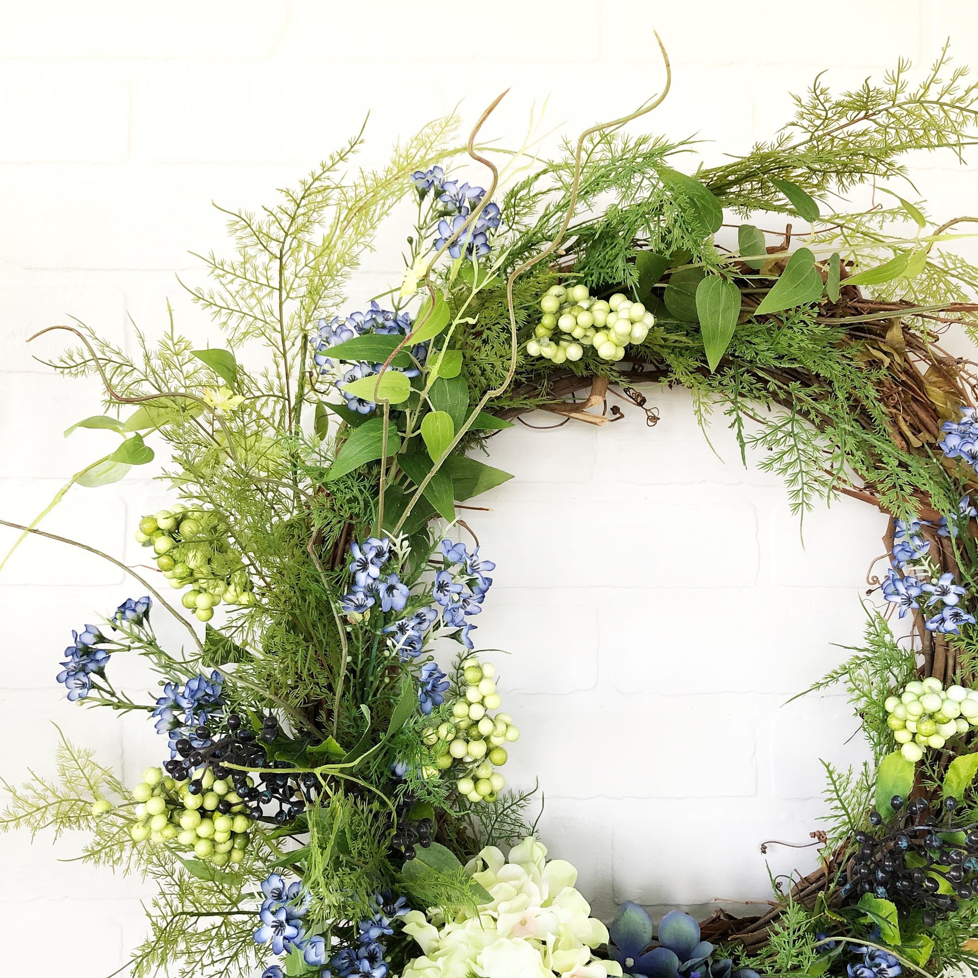 Summer Wreaths for Front Door, Blue and Green Hydrangea Spring and Summer Wreath, Spring Wreath for Front Door,