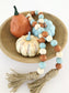 Fall Farmhouse Wooden Bead Garland with Tassels, Farmhouse Beads