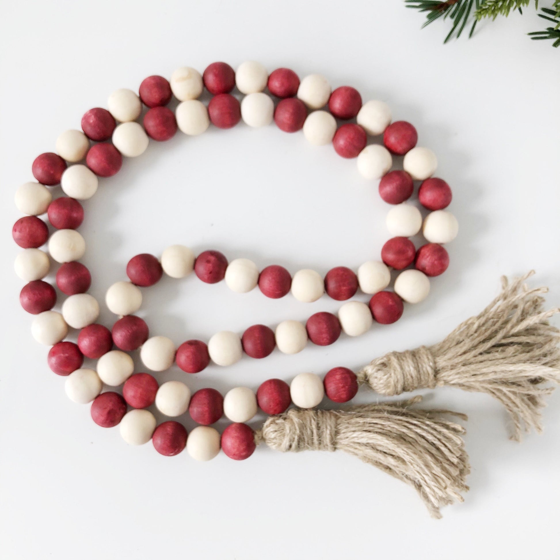 White Coral Bead Garland With Tassels, Tribal Casa Beads for