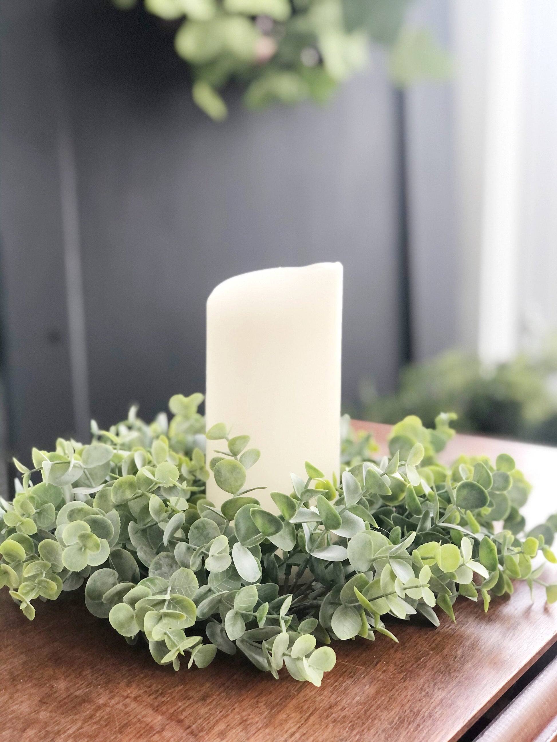 Eucalyptus Candle Ring Wreath, Mini Eucalyptus Wreath, Farmhouse Kitchen Wreath