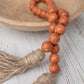 Farmhouse Beads, Fall Bead Garland, Rustic Orange Wood Bead Garland with Tassel, Boho Bead Garland