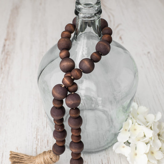 Plum and Wood Beads, Decorative Beads, Farmhouse Beads, Wood Bead
