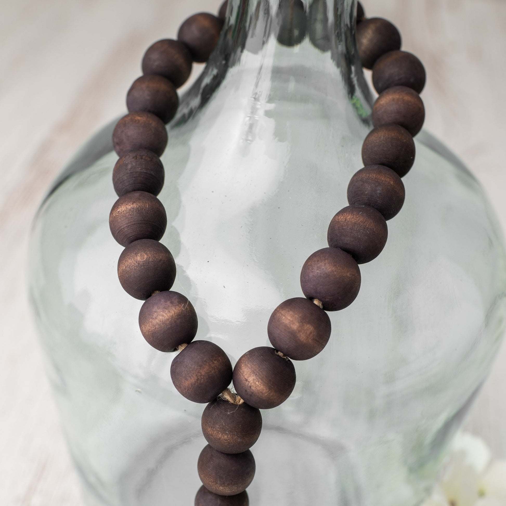 Brown Farmhouse Beads, Home Decor Beads, Wood Beads, Wood Bead Garland