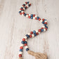 Patriotic Wood Bead Garland with Tassels, Farmhouse Beads