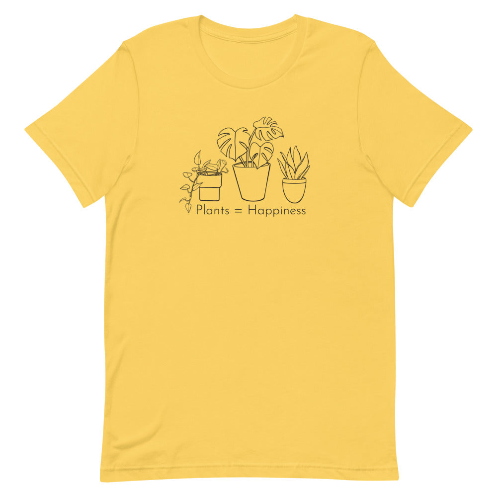 Short-Sleeve "PLANTS=HAPPINESS" Cotton T-Shirt - Ash & Hart Floral